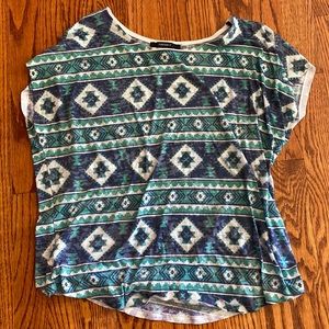 Patterned Forever 21 Short Sleeve Top, Size M